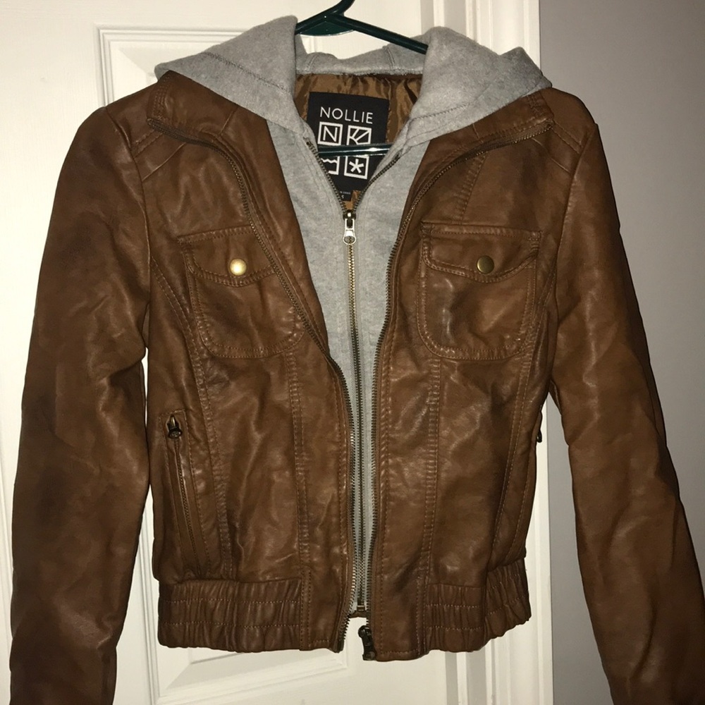 brown “leather” jacket